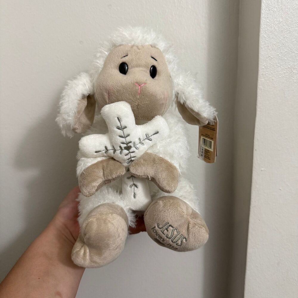 Ganz Jesus Loves Me Plush Lamb With Cross Easter Spring Decor Basket Filler